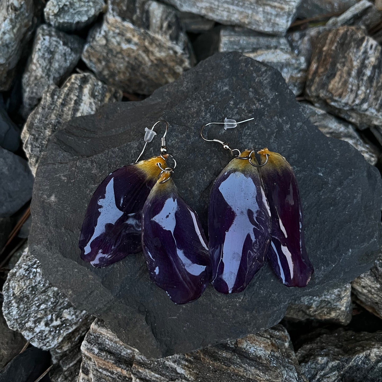 Dvigubi violetinių tulpių lapeliai